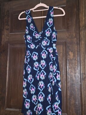 NiC ZOE Size M womans Tank Dresa Blue Floral Print One-Piece Dress